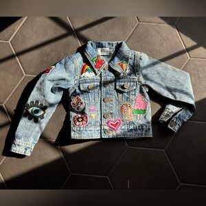 Lola + The Boys Jean Jacket with Colorful Patches
